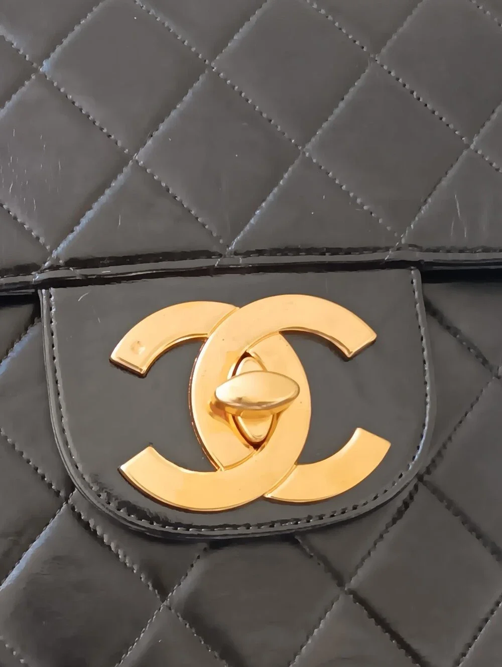 Chanel Vintage Jumbo Classic Flap Black Lambskin 24K Gold ✨ COA - Picture 12 of 15
